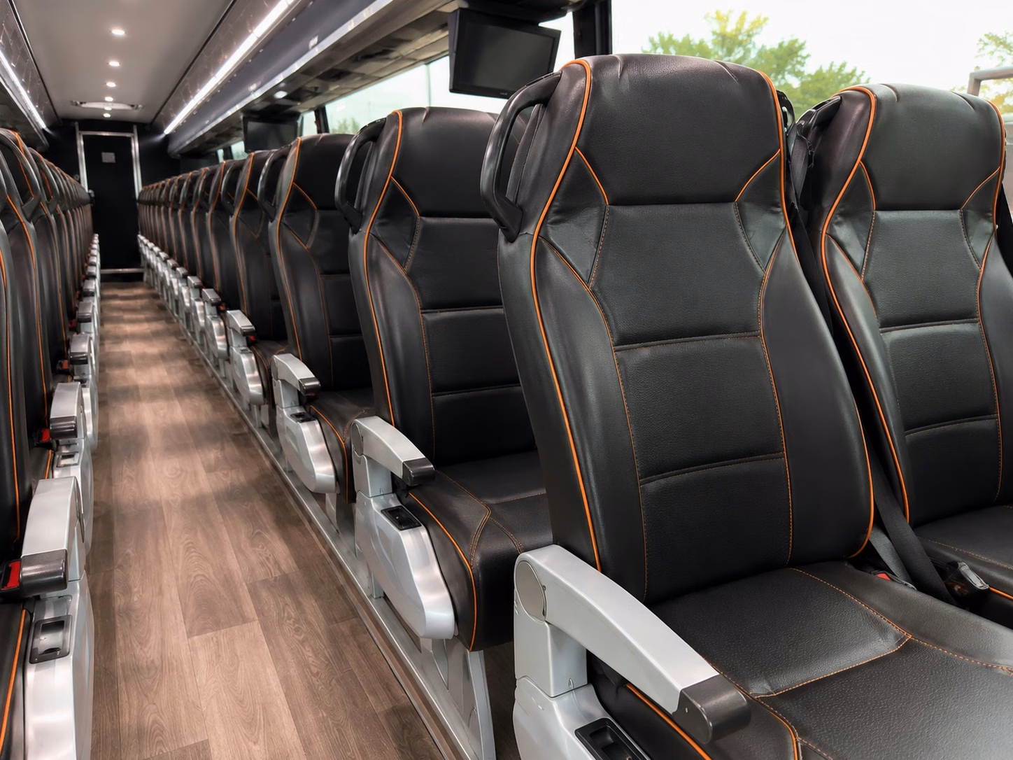 56 passenger charter bus inside